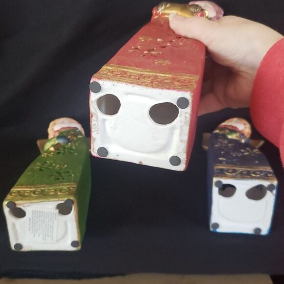 💐Vintage Set of 3 Lovely Ceramic Angel Votive Tealight Candle Holder Luminaries - Picture 9 of 10